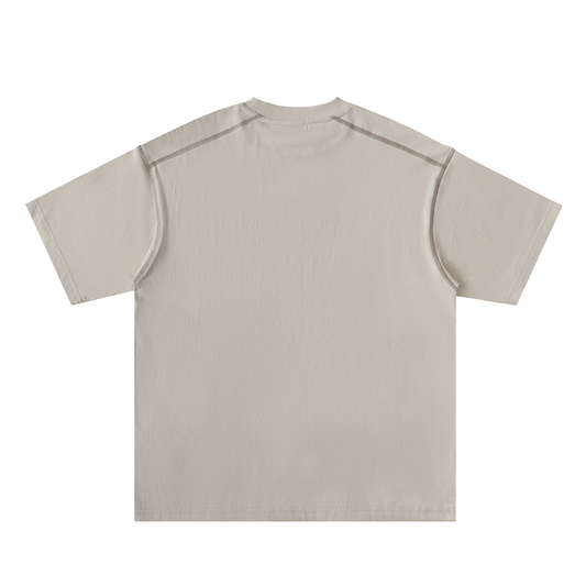 Black Heart in Hand Oversized Contrast-Stitched Cotton Tee | Black Heart in Hand Graphic Tee – Oversized Contrast Stitch Angelic Warrior Shirt for Men & Women | Streetwear Cotton T-Shirt