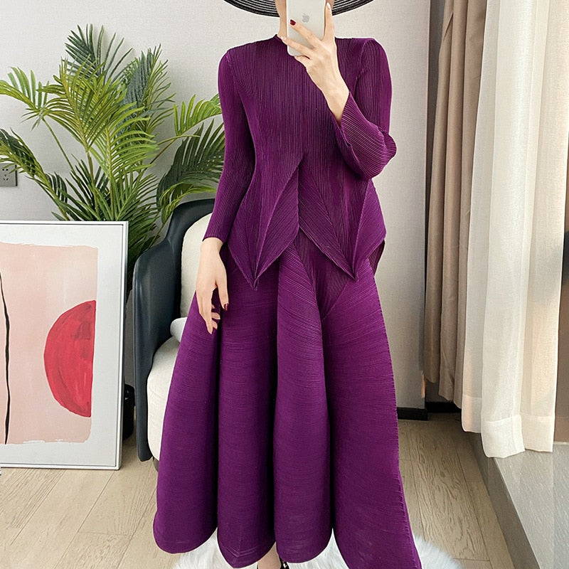 Bosom Fairy Pleated Three-Quarter Sleeve Top Half Skirt Suit Fairy Flower Bud Skirt Two-Piece Set