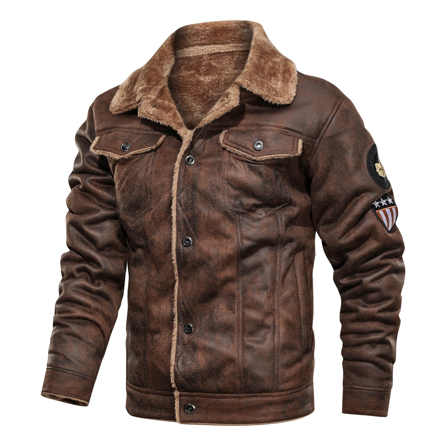 ML Men’s Thick Warm Fleece Leather Jacket Coat Men Winter Outwear Casual Military Bomber Motor Biker Leather Jackets Men