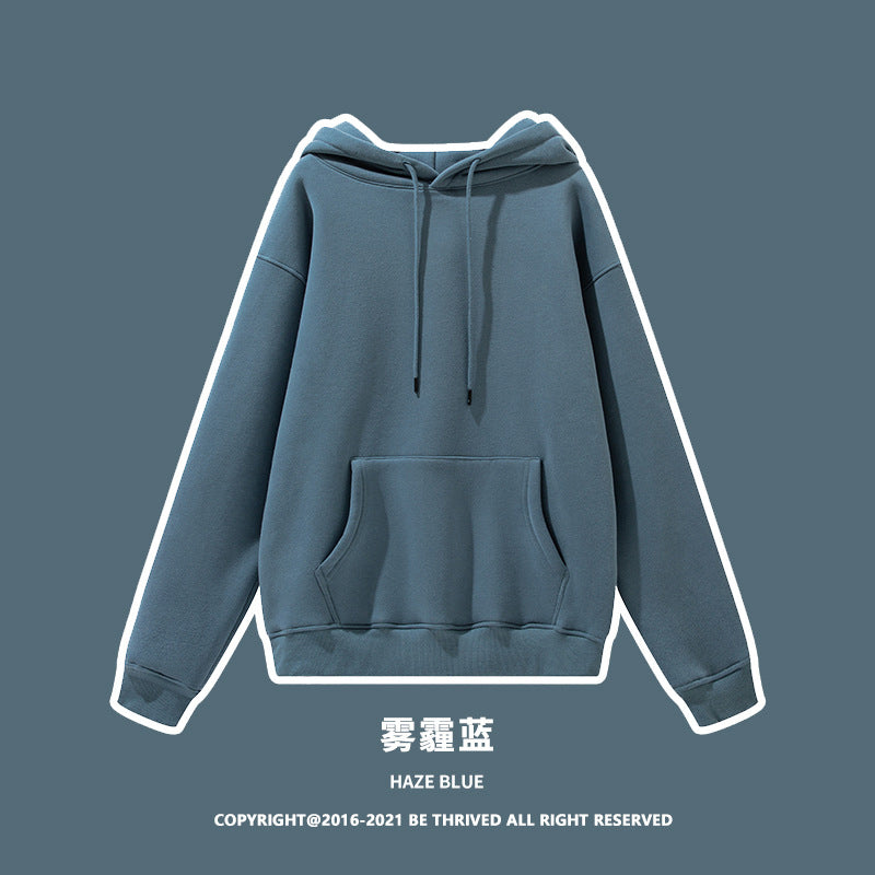 ML Trendy Sleet Two Piece, Autumn And Winter Fleece Thickened Hooded Solid Color Sweater Sweatpants Hoodie Couple Suit