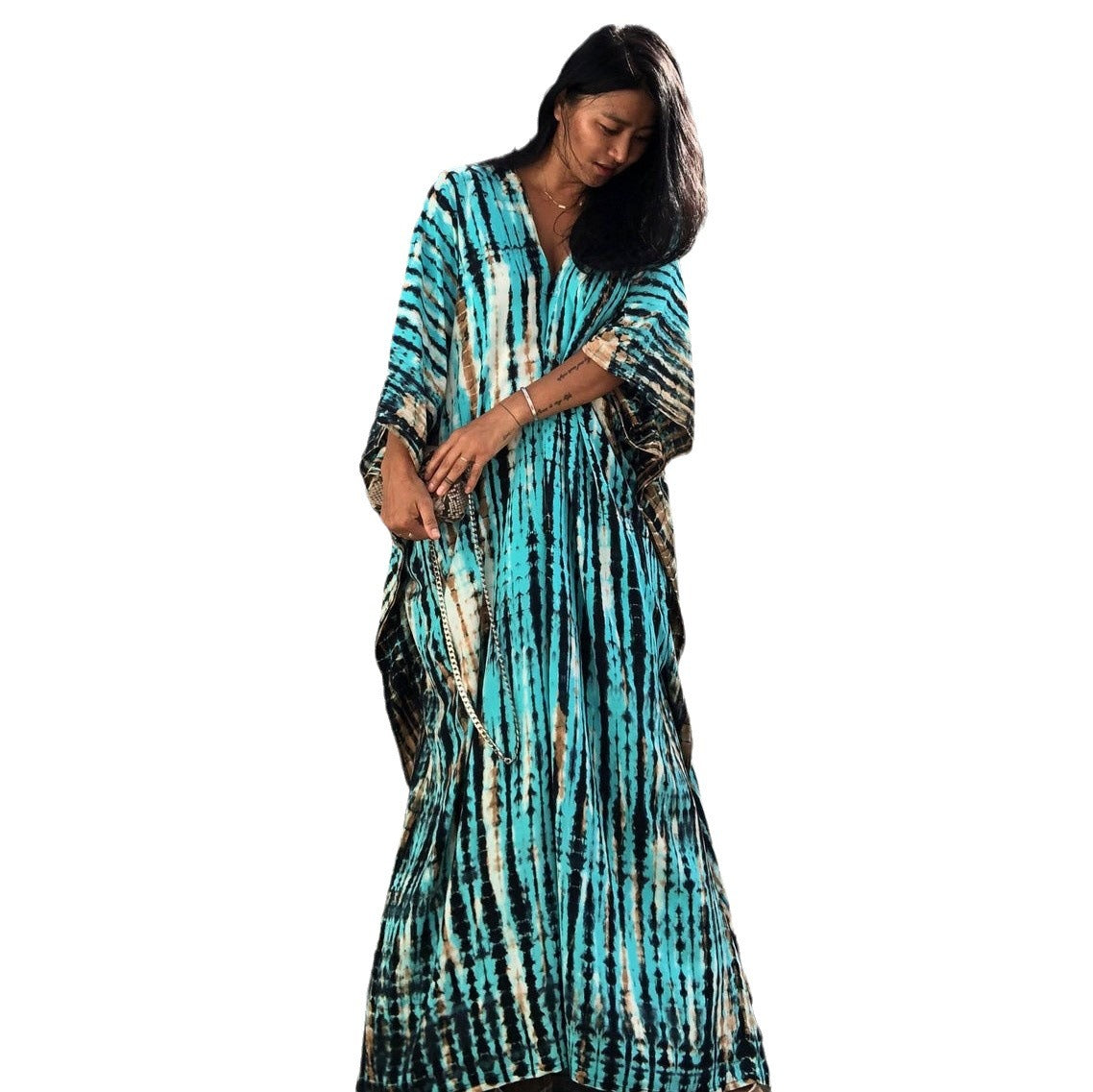 Mimi’s Mumu | Sexy MuMu House Dress Beach cover up halo dyed flower dress loose vacation beach robe