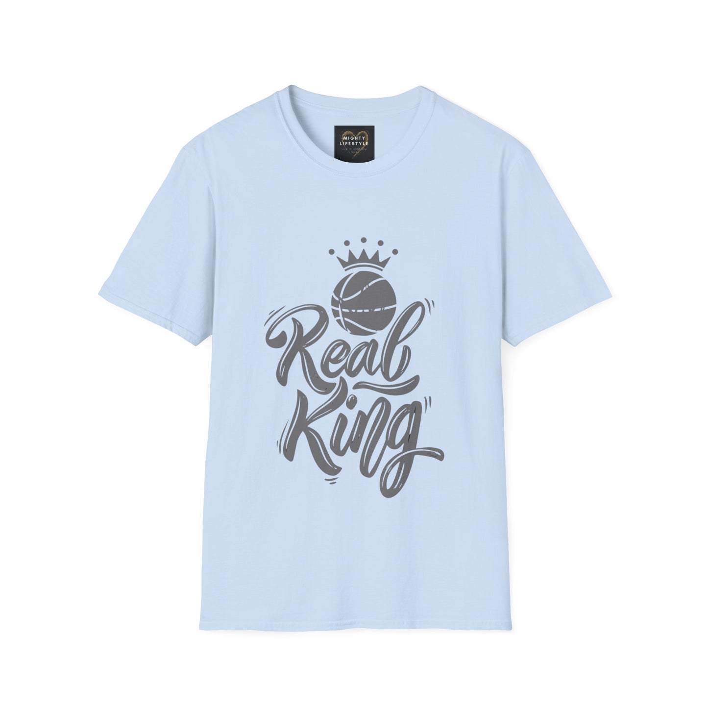 Real King (White) Shirt | Basketball Shirt | Sports Shirt | Baller Shirt | Mighty Lifestyle | Softstyle T-Shirt