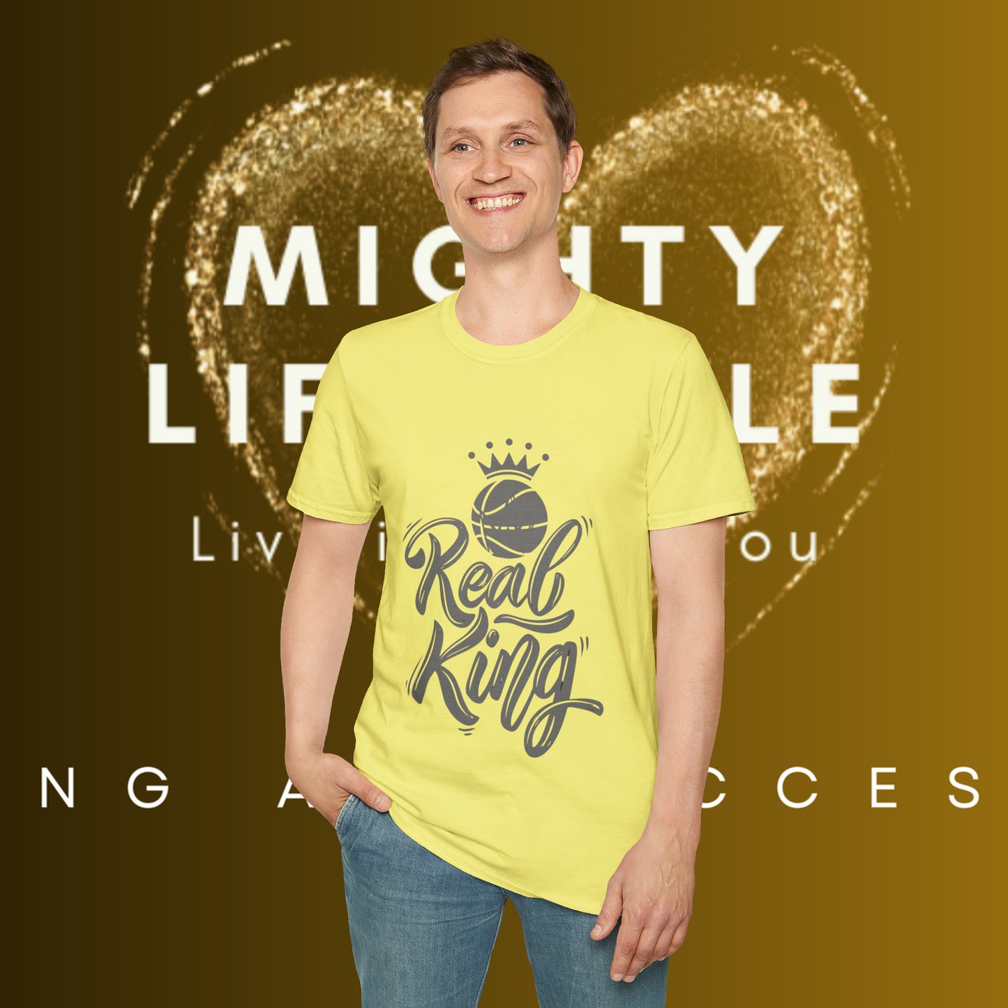 Real King (White) Shirt | Basketball Shirt | Sports Shirt | Baller Shirt | Mighty Lifestyle | Softstyle T-Shirt