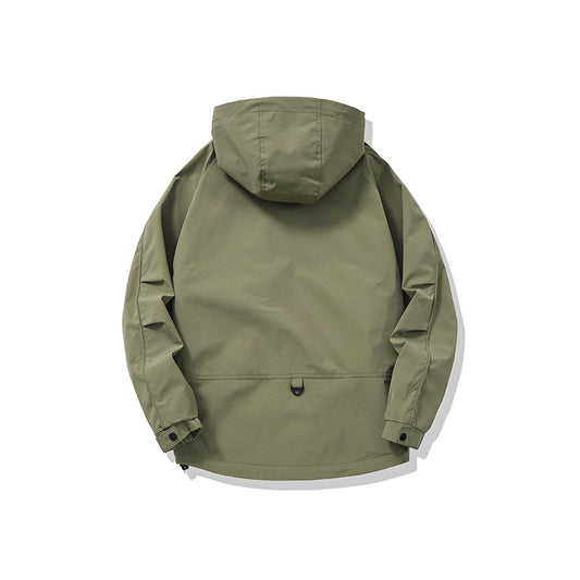 Premium Minimalist Oversized Hooded Cargo Jacket – Men’s Streetwear Designer Single-Button Coat | Solid Color Loose Fit Urban Outerwear