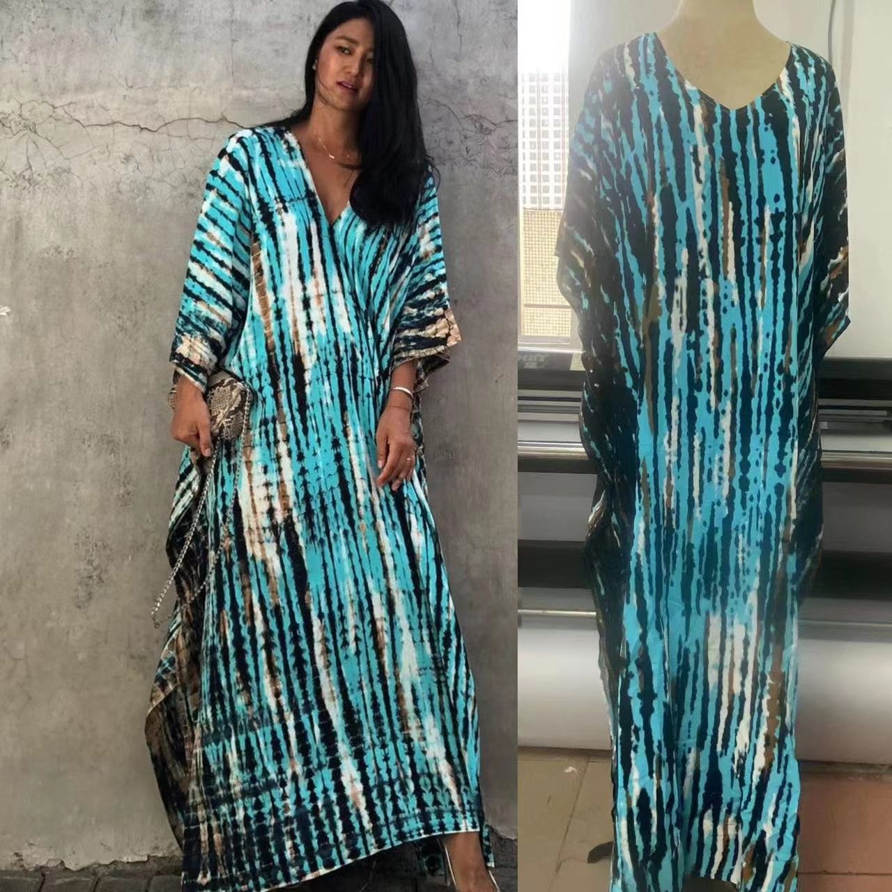 Mimi’s Mumu | Sexy MuMu House Dress Beach cover up halo dyed flower dress loose vacation beach robe
