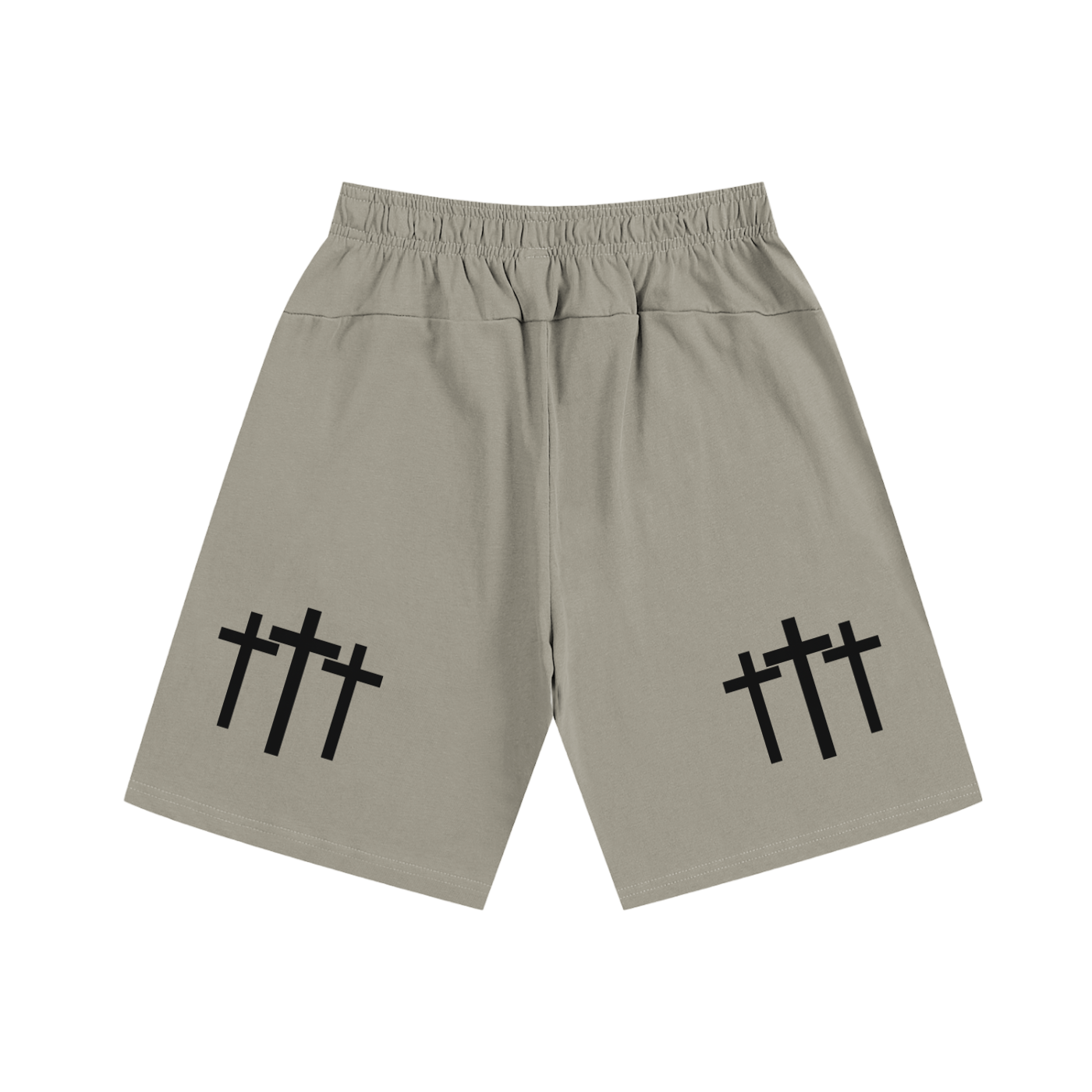 Three Cross Praying Hands Triple Cross Faith Based Shorts Essential Heavyweight Cotton Shorts