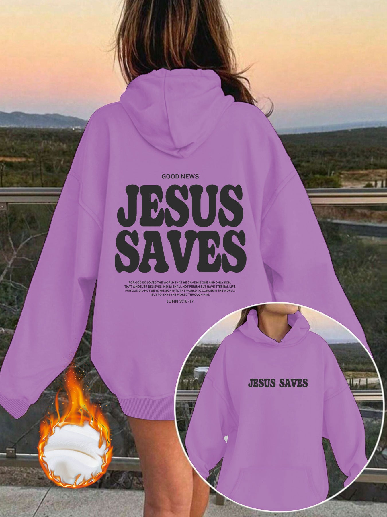 Jesus Saves Hoodie for Women – Christian Faith Pullover Hoodie with Yeshua Message, Relaxed Fit Streetwear Christian Hoodie