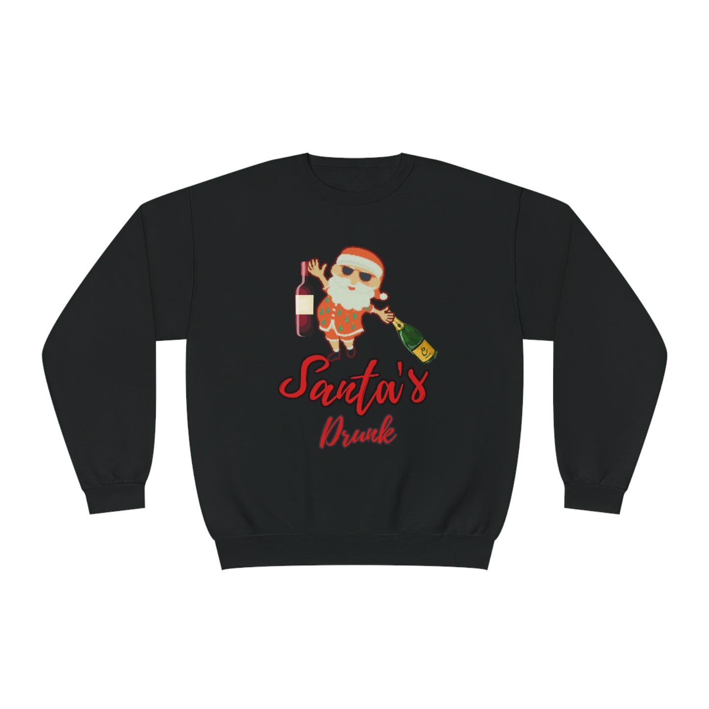 Santa Sweater, Santa's Drunk, Ugly Sweater, Ugly Holiday Sweater, Ugly Christmas Sweater, Unisex NuBlend® Crewneck Sweatshirt