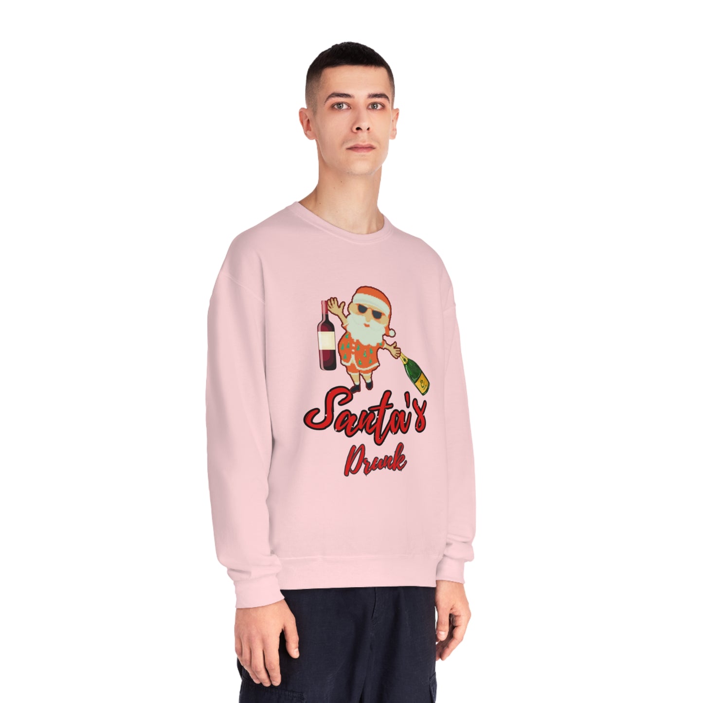 Santa Sweater, Santa's Drunk, Ugly Sweater, Ugly Holiday Sweater, Ugly Christmas Sweater, Unisex NuBlend® Crewneck Sweatshirt