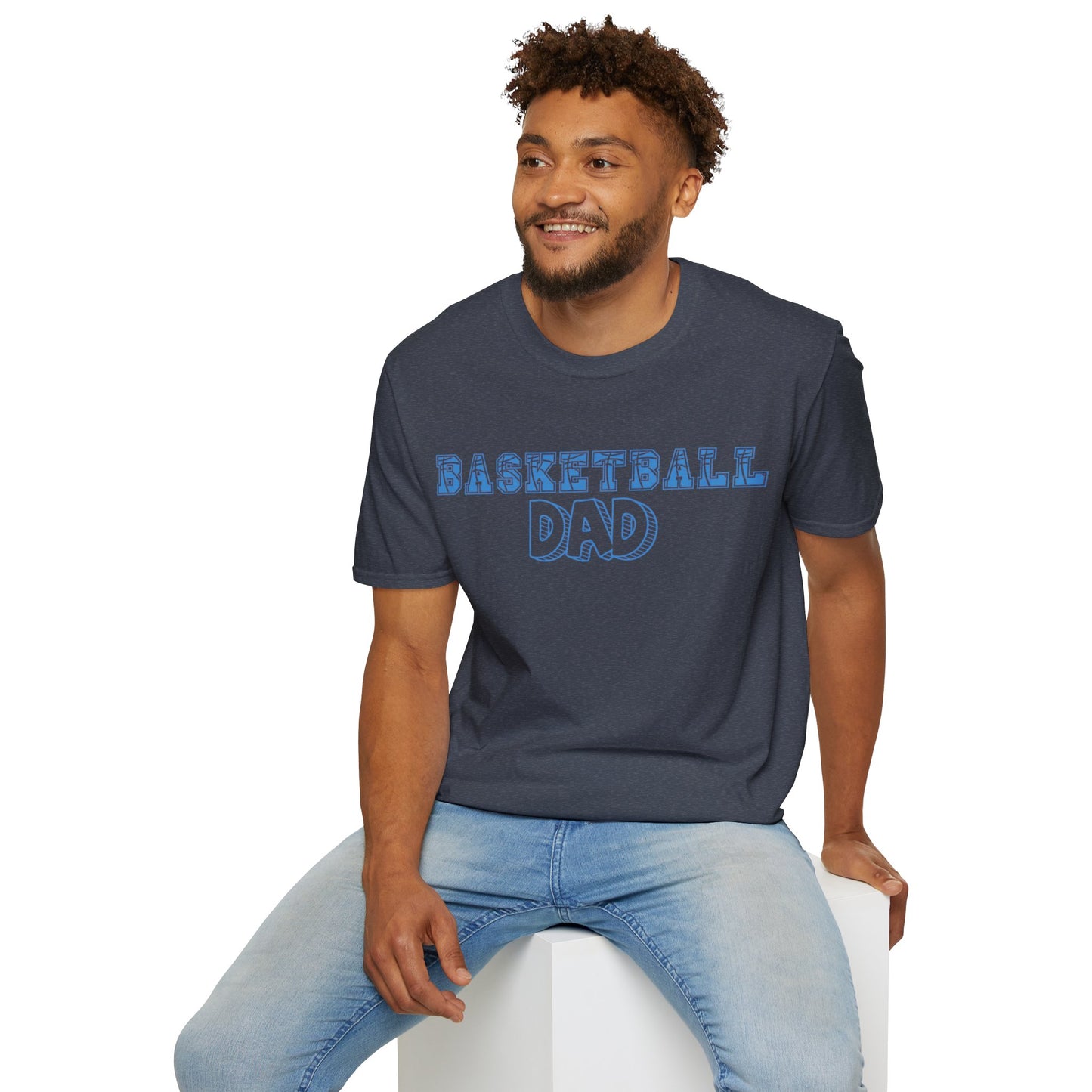 BW Basketball Dad Navy | Basketball Shirt | Sports Shirt | Gift for Dad Gift for Father | Baller Shirt | Mighty Lifestyle | Softstyle T-Shirt