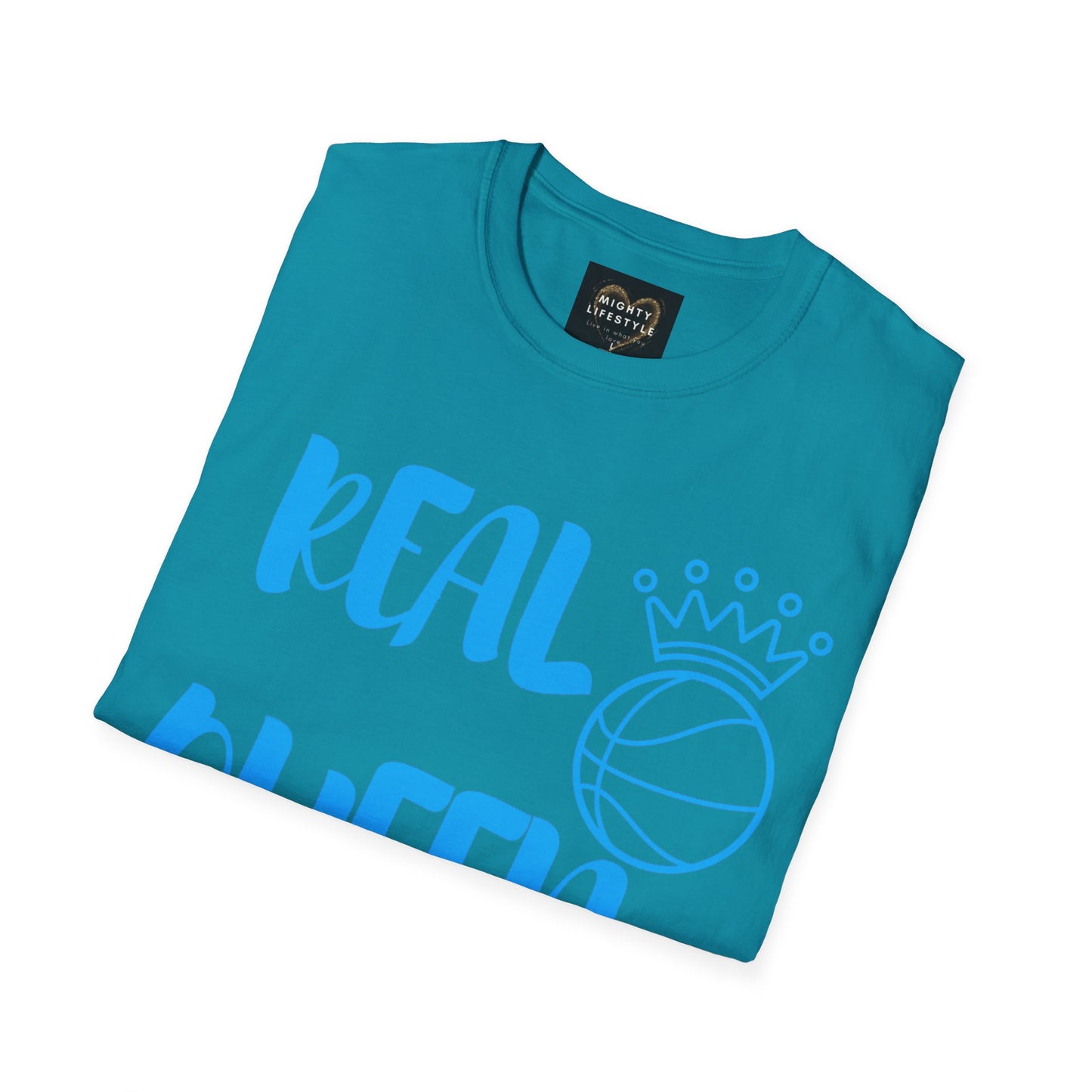 Real Queen Blue Font | Basketball Shirt | Sports Shirt | Baller Shirt | Mighty Lifestyle | Softstyle T-Shirt
