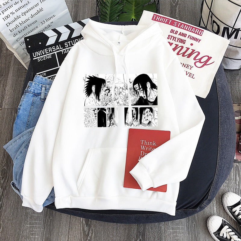 Soft Naruto Itachi Uchiha Anime Hoodie – Plush Hooded Sweatshirt with Hat for Men & Women, Cozy Student Pullover, Japanese Streetwear Cosplay Hoodie