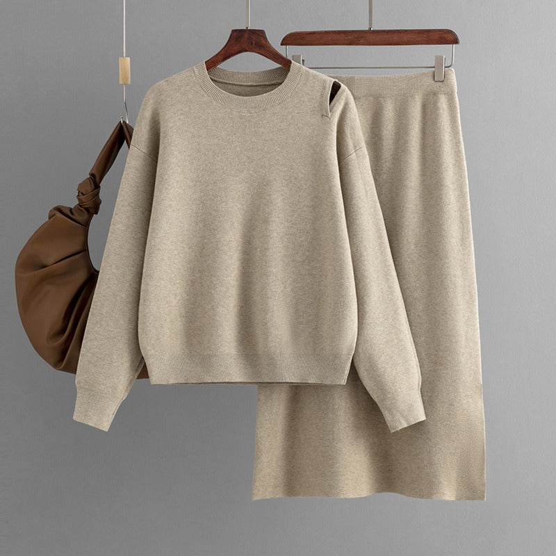 Nicola Sweater Skirt Set | Two Pieces Outfit Women Casual 2 Piece Knit Sweater Skirt Sets Knitted Women Clothing Career Set Office Set Travel Set