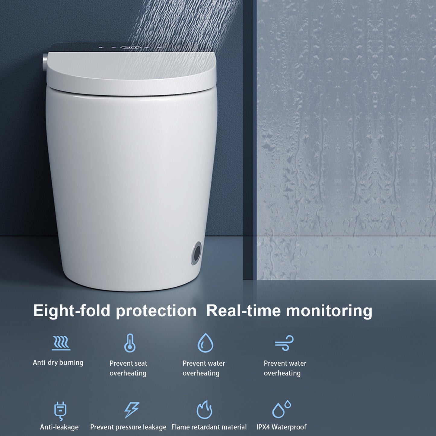 Clean, Efficient, State of the Art Tech, Smart Toilet with Heating, Bidet Seat, Portable Toilet with Automatic Opening and Closing, 1.28GPF Water Tank Free Toilet, White