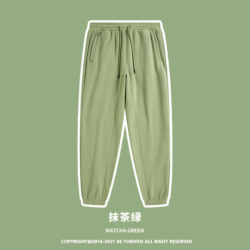 ML Trendy Sleet Two Piece, Autumn And Winter Fleece Thickened Hooded Solid Color Sweater Sweatpants Hoodie Couple Suit