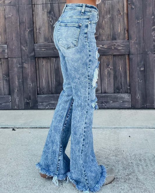 Urban Baddie Distressed Tassel Jeans for Women – Speed Streetwear Broken Denim