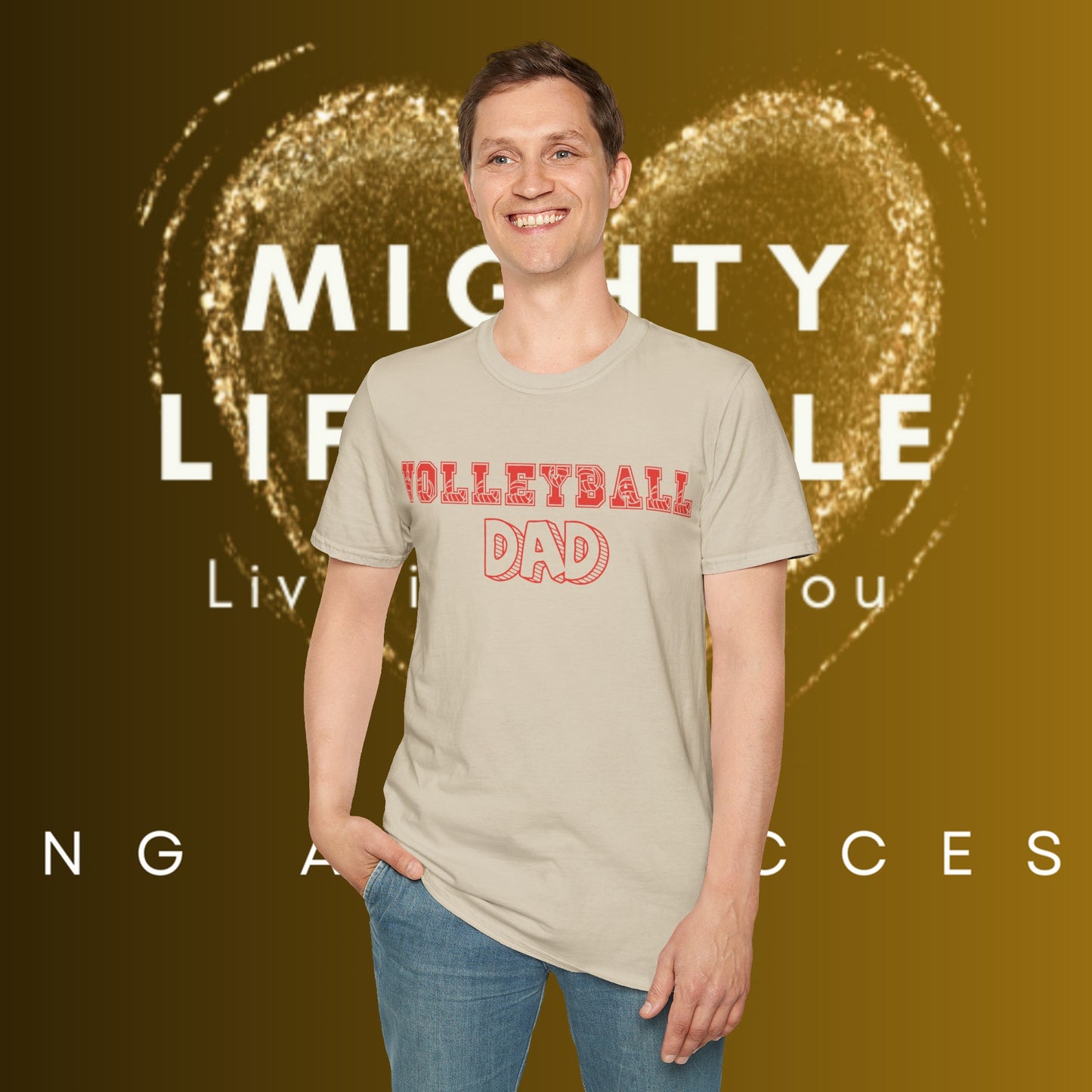 Volleyball Dad | Volleyball Shirt | Sports Shirt | Gift for Dad Gift for Father | Baller Shirt | Mighty Lifestyle | Softstyle T-Shirt