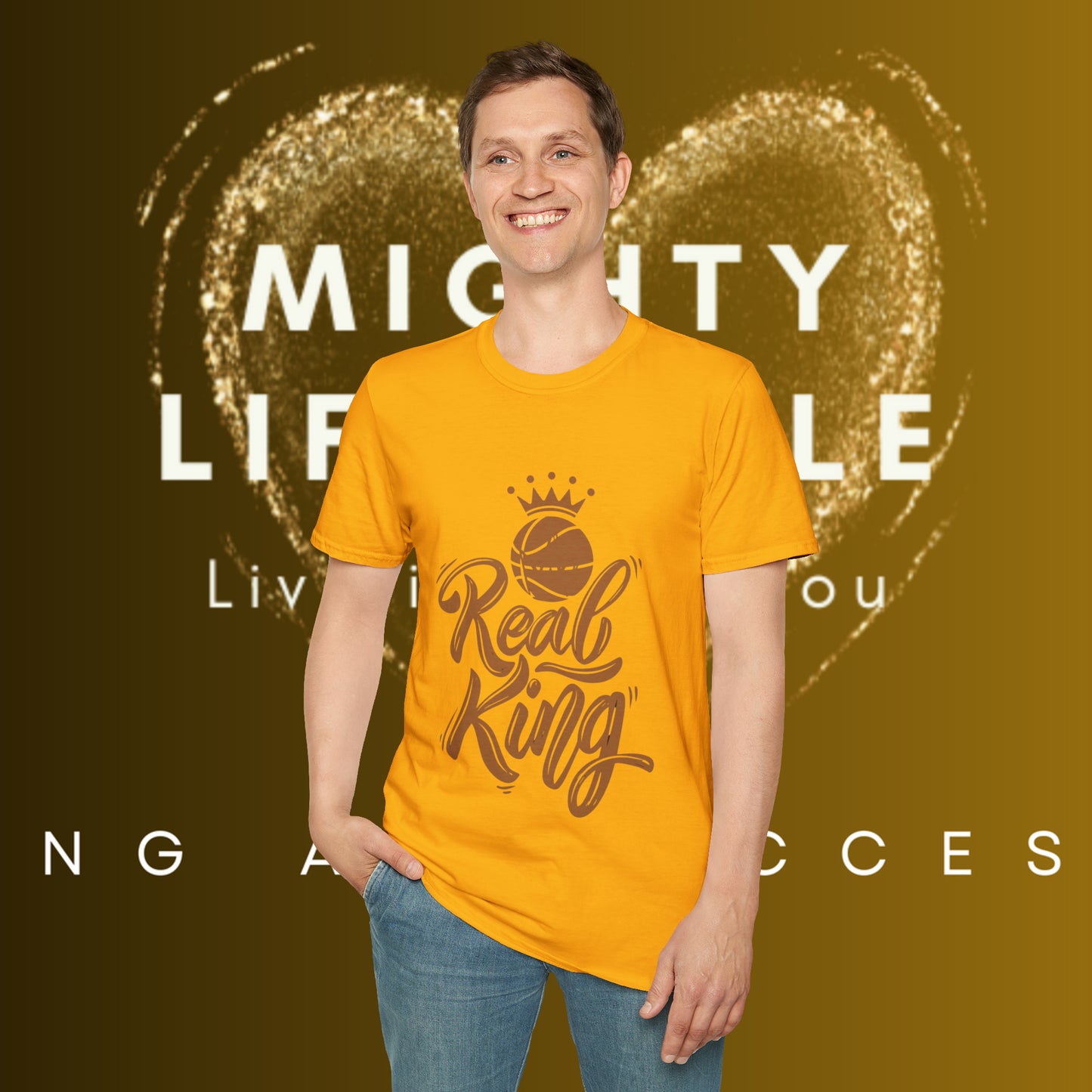 Real King | Basketball Shirt | Men’s Basketball King Shirt | Sports Shirt | Baller Shirt | Mighty Lifestyle | Softstyle T-Shirt