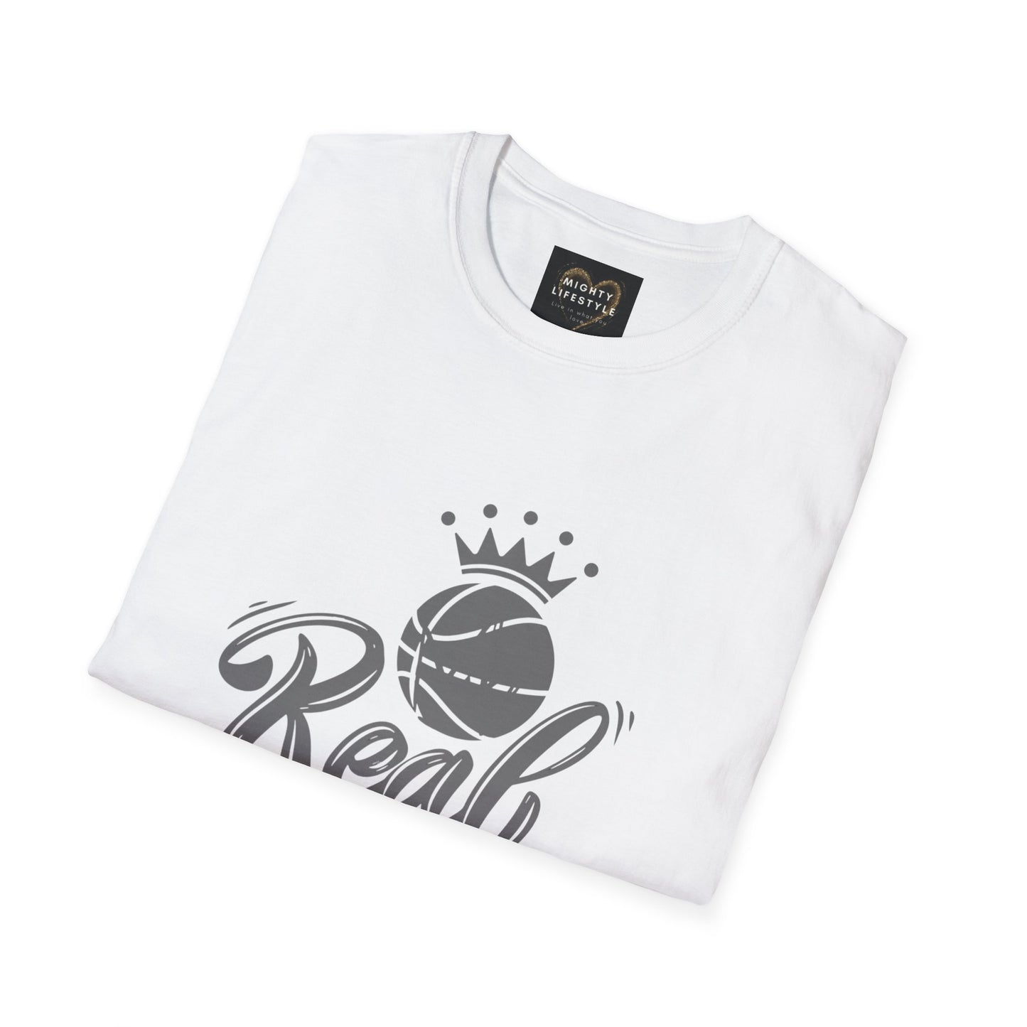 Real King (White) Shirt | Basketball Shirt | Sports Shirt | Baller Shirt | Mighty Lifestyle | Softstyle T-Shirt