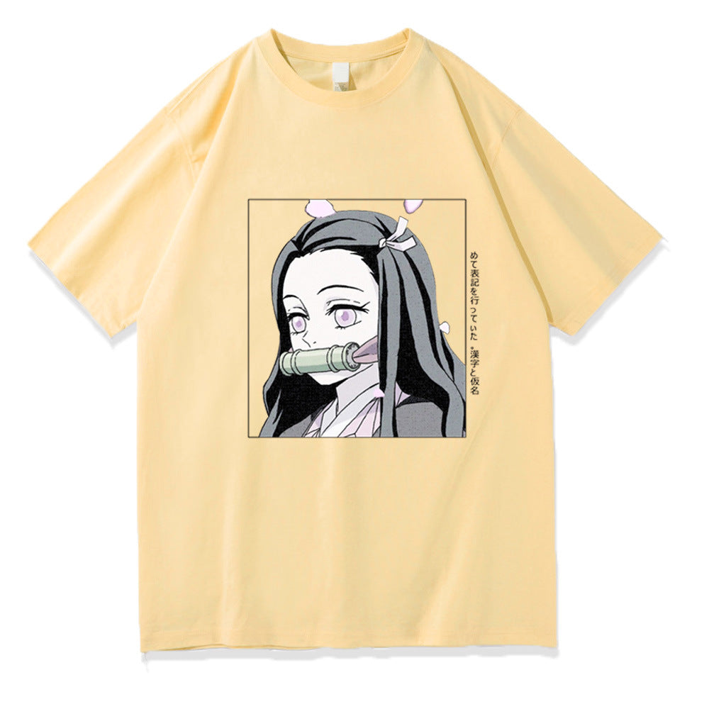 Demon Slayer Anime T-Shirt – Nezuko Print Short Sleeve Top for Men & Women, Japanese Streetwear Graphic Tee, Casual Cosplay Anime Shirt in Multiple Colors
Demon Slayer Anime Print Short Sleeve Top