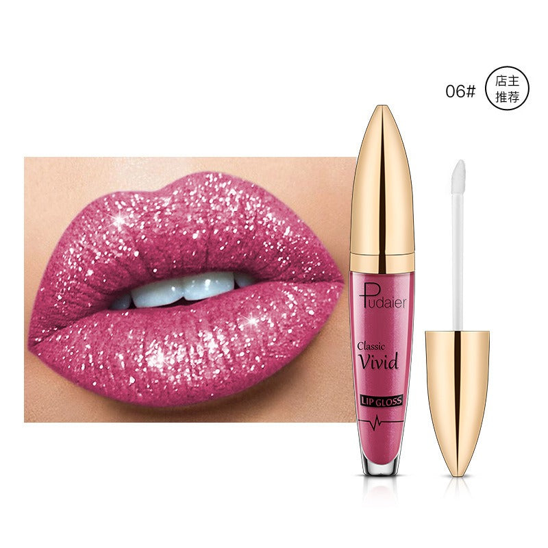 Lucky Lucy Lips | 18 Colors Shiny Lip Gloss for Women Long Lasting Matte Glitter Liquid Lipstick Diamond Shiny Lip Gloss Waterproof Lip Makeup