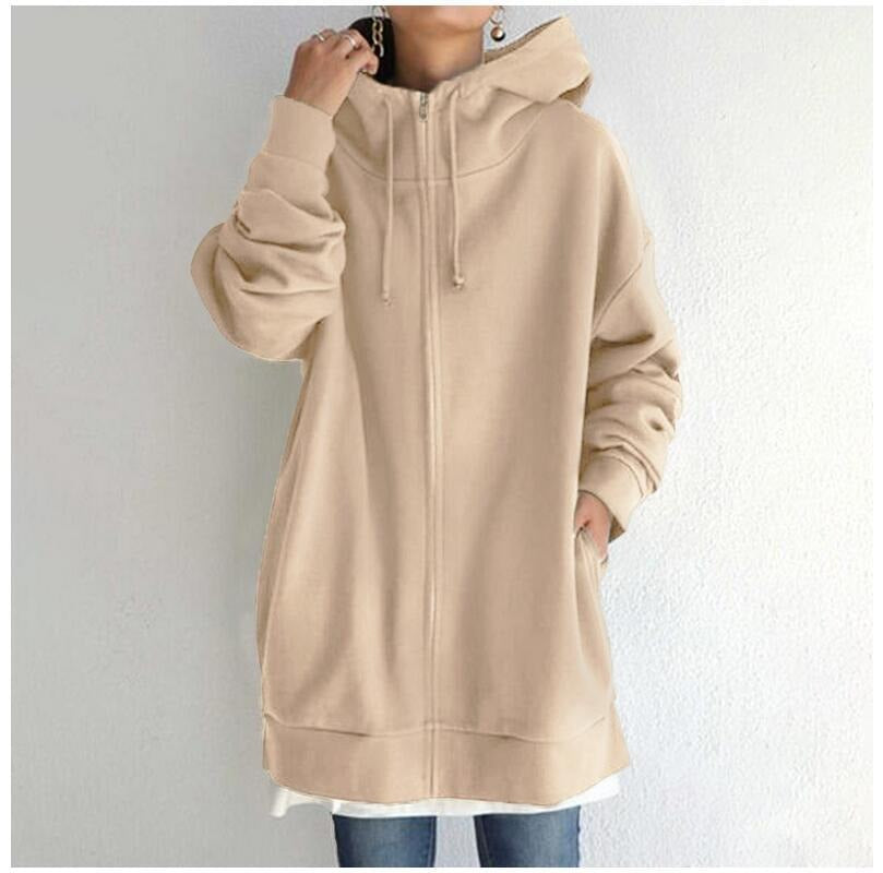 Street Style Plush Zip-Up Hoodie – Long Sleeve Solid Color Cardigan for Autumn & Winter, European and American Fashion Autumn and Winter New Personalized Street Sweater Zipper Hooded Long Plush Sweater