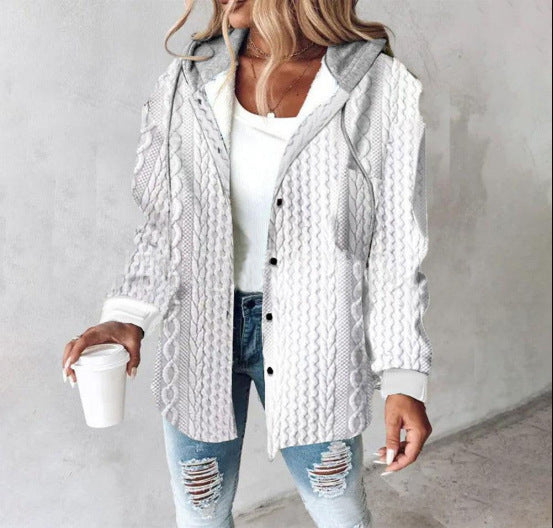 Wilhelmina Women’s Plaid Cropped Jacket with Hood – Autumn and Winter Button-Up Loose Fit Imitation Wool Coat, Streetwear Casual Outerwear | Women's large plaid style women's jacket plaid autumn and winter new style | Country Women’s Shirt