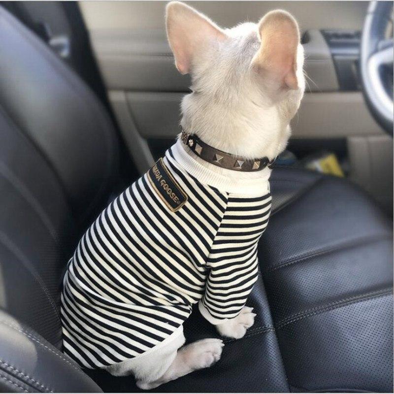 Minimalist, Neutral colors, pet clothing round neck striped terry sweater cow dog clothes