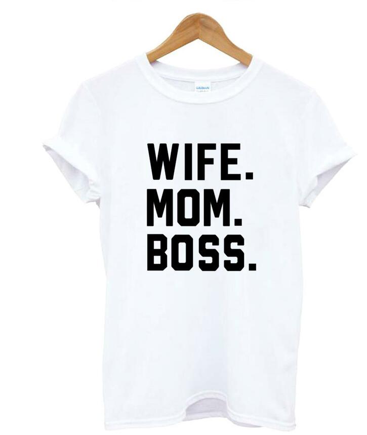 WIFE MOM BOSS Graphic T-Shirt for Women – Casual Cotton Short Sleeve Tee with Letter Print
