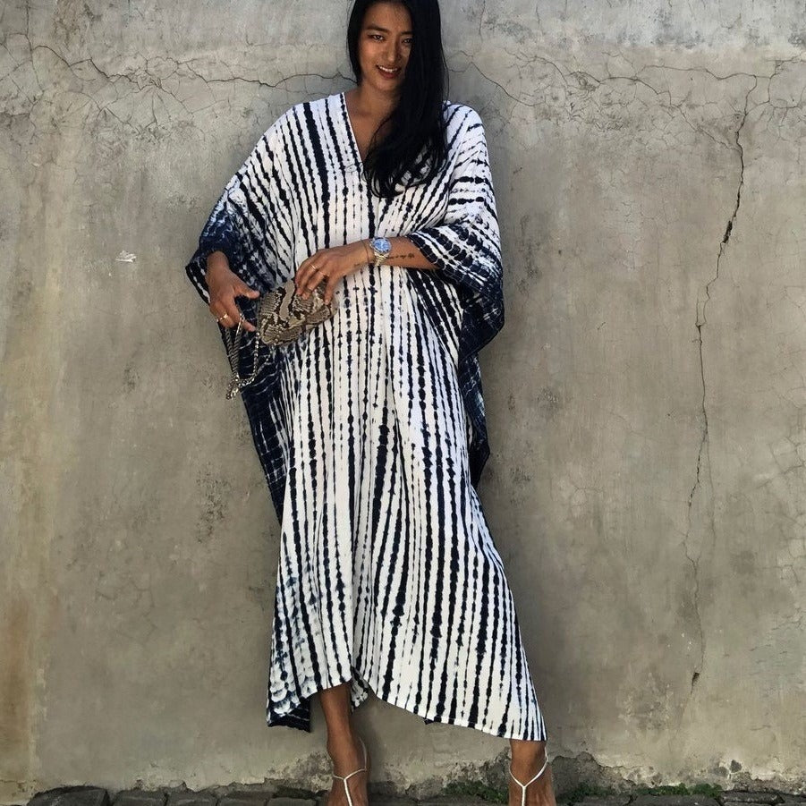 Mimi’s Mumu | Sexy MuMu House Dress Beach cover up halo dyed flower dress loose vacation beach robe