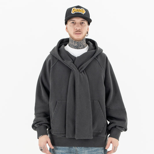 Men's Design Raglan Sweatshirt Paris Solid Color Casual Versatile Fleece Hoodie