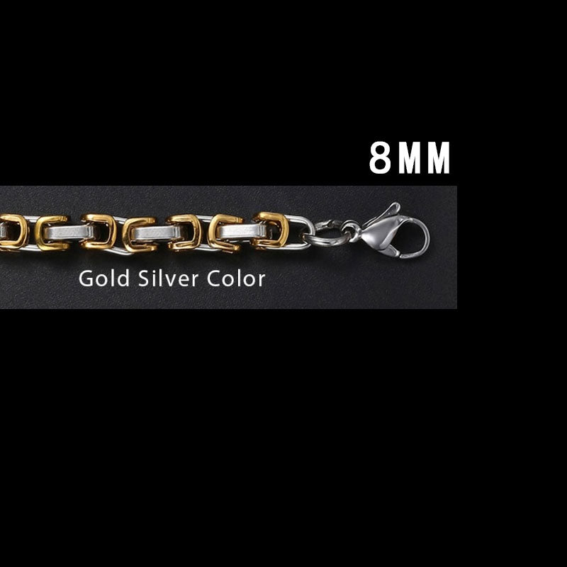 Trendy Necklace Chains Black Silver Gold Byzantine Box Link Stainless Steel Chain Neckalaces for Men Toktok Viral Necklace Linkn
