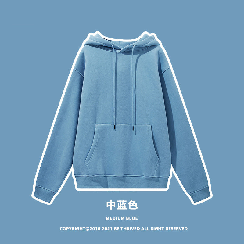ML Trendy Sleet Two Piece, Autumn And Winter Fleece Thickened Hooded Solid Color Sweater Sweatpants Hoodie Couple Suit