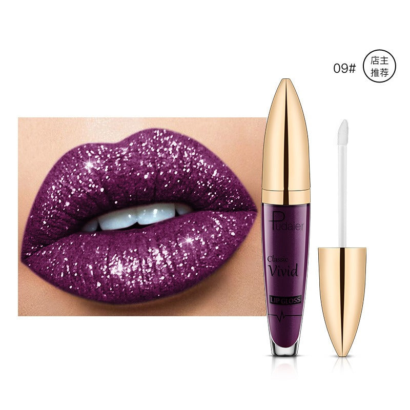Lucky Lucy Lips | 18 Colors Shiny Lip Gloss for Women Long Lasting Matte Glitter Liquid Lipstick Diamond Shiny Lip Gloss Waterproof Lip Makeup