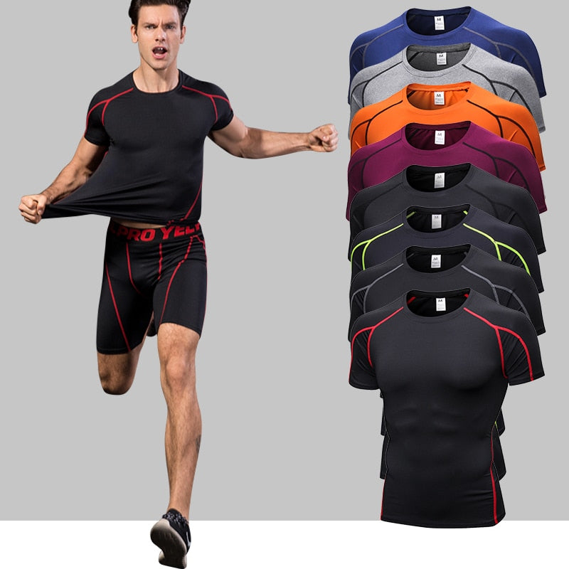 Men’s Quick-Dry Compression Sport Shirt – Running, Fitness, Soccer, Basketball & Gym Jersey