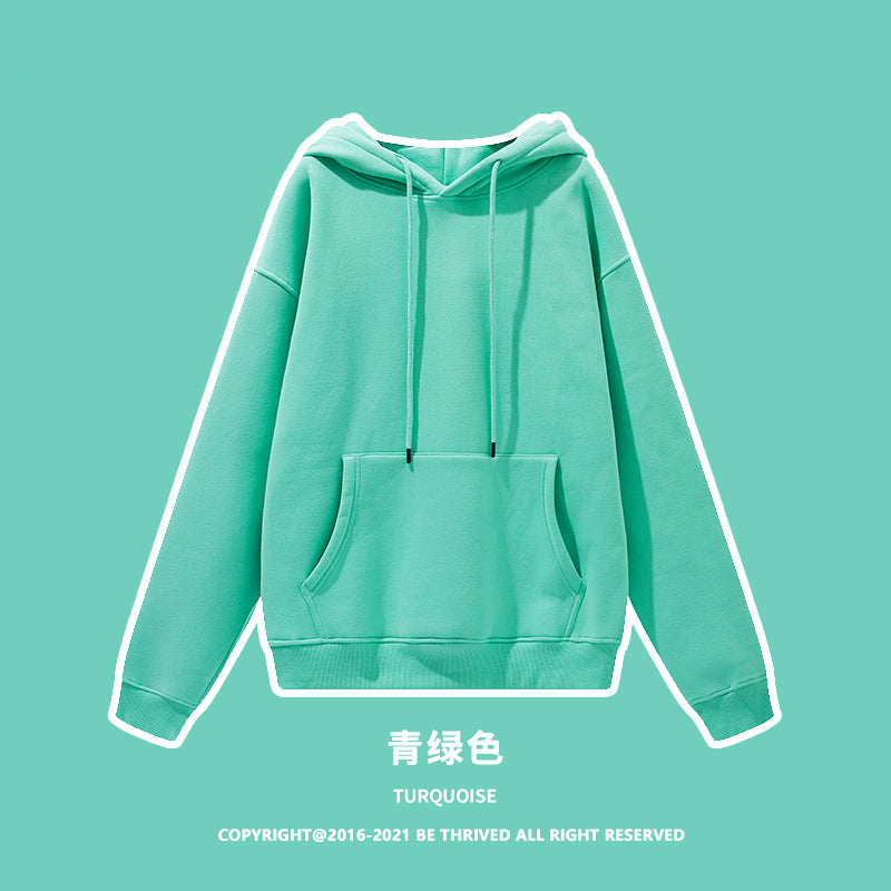 ML Trendy Sleet Two Piece, Autumn And Winter Fleece Thickened Hooded Solid Color Sweater Sweatpants Hoodie Couple Suit