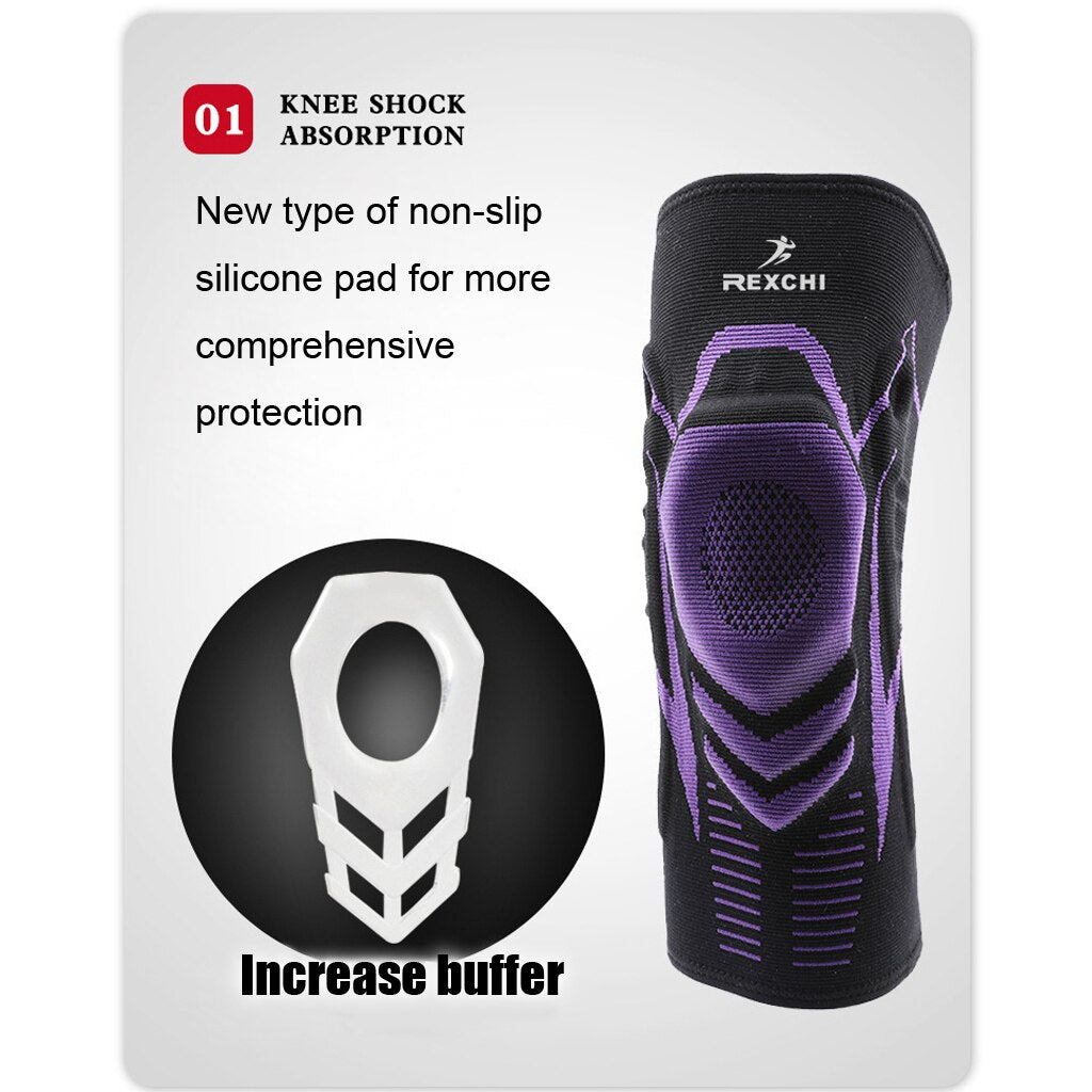 ML Basketball Knee Pads with Support Silicon Padded Elastic Non-slip Patella Brace Kneepad for Fitness Gear Protector Unisex Protect Knees During Sports