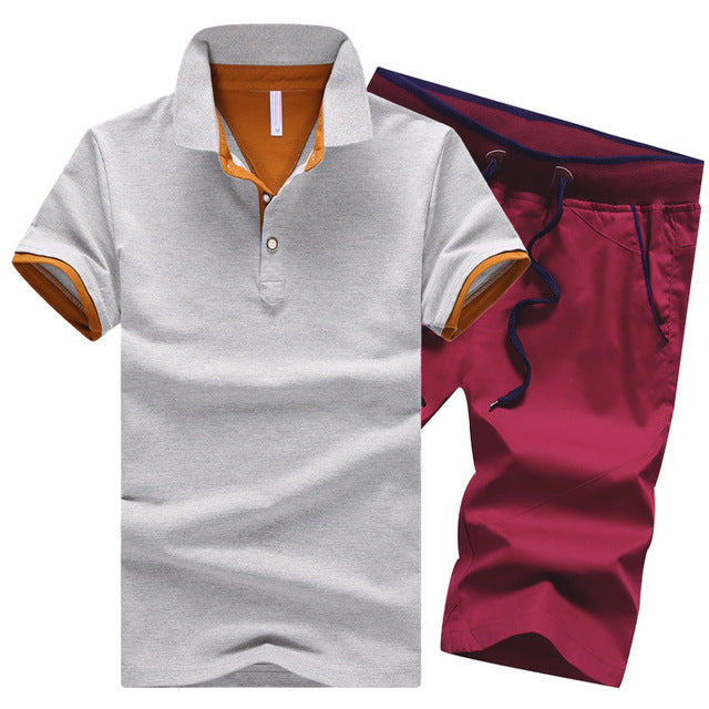 Mikael Men’s 2-Piece Cotton Polo Short Set – Casual Summer Outfit, Button-Up Shirt & Elastic Waist Shorts, Breathable Fashion Set for MenCotton Mens Sets Summer Button Polo Shirts Sets Turn Down Mens Shorts 4XL Men Clothes 2 Piece Set Elastic Waist Shorts