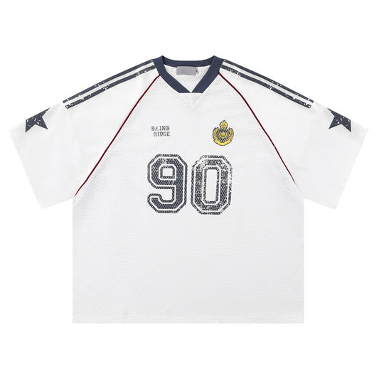 Men’s Rugby Jersey Shirt – Loose Fit Short Sleeve Sports Tee | Badge 90 Design Athletic Streetwear Top, Casual Training Shirt, Fashion Rugby Style T-Shirt
Badge Rugby Jersey Loose Short Sleeve T-Shirt for Men