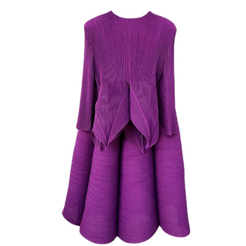 Bosom Fairy Pleated Three-Quarter Sleeve Top Half Skirt Suit Fairy Flower Bud Skirt Two-Piece Set