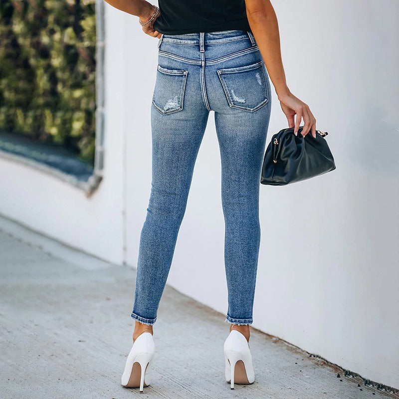 Mighty Lifestyle Jeans | Trend Blue Hight Waist Casual Ripped Streetwear Pant Jeans Women