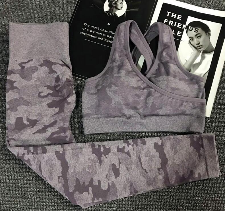 No Sweat III Gym Set 2PCS Camouflage Camo Yoga Set Sports Wear For Women Gym Fitness Clothing Booty Yoga Leggings + Sport Bra GYM Sport Suit Femme