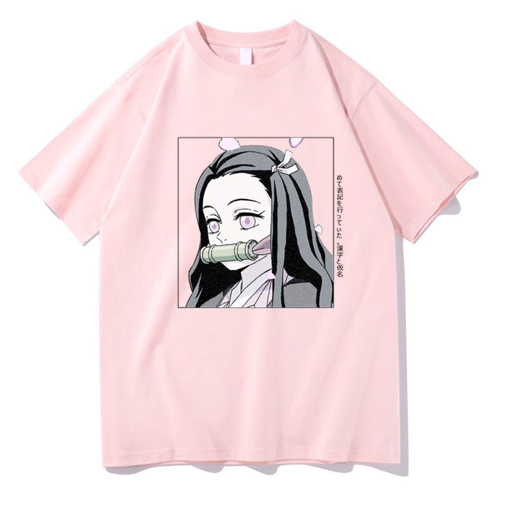 Demon Slayer Anime T-Shirt – Nezuko Print Short Sleeve Top for Men & Women, Japanese Streetwear Graphic Tee, Casual Cosplay Anime Shirt in Multiple Colors
Demon Slayer Anime Print Short Sleeve Top