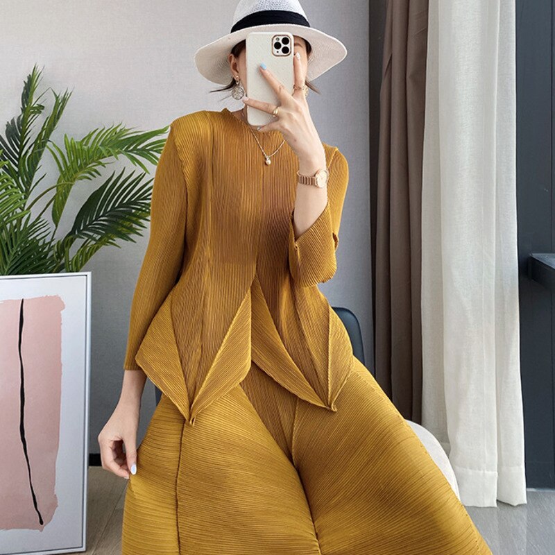 Bosom Fairy Pleated Three-Quarter Sleeve Top Half Skirt Suit Fairy Flower Bud Skirt Two-Piece Set