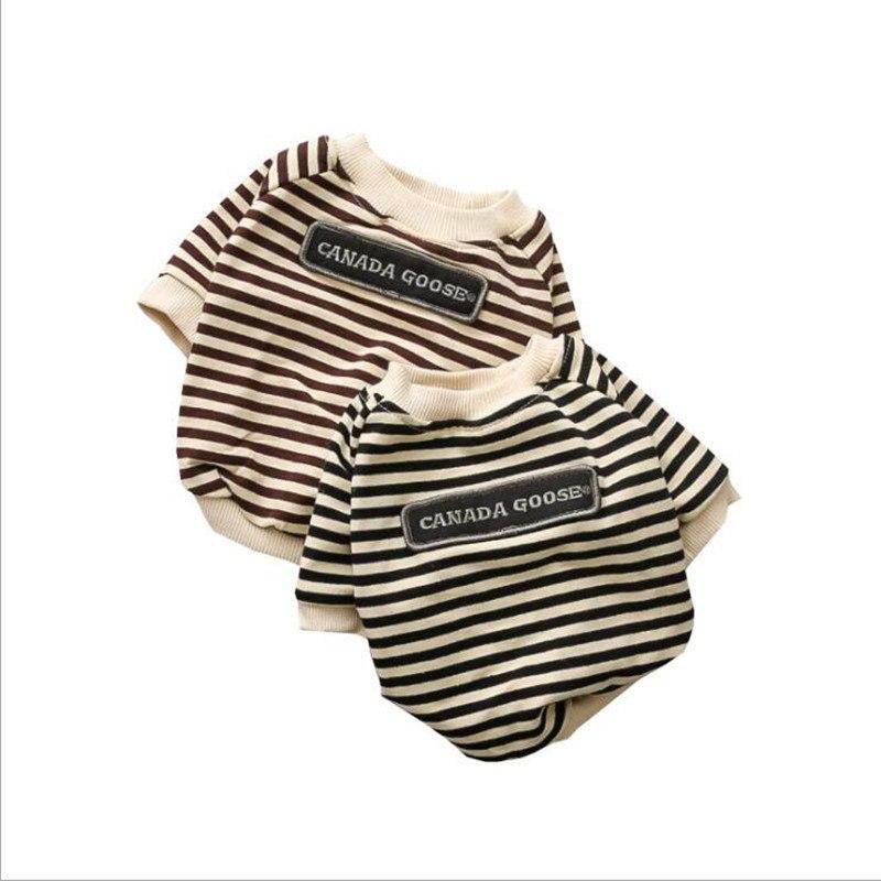 Minimalist, Neutral colors, pet clothing round neck striped terry sweater cow dog clothes