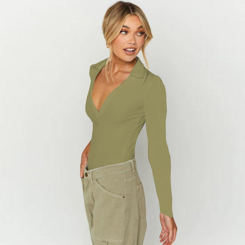 The Lolita Body Suit | Sexy Polo Collar Long Sleeve | One Piece Undercoat