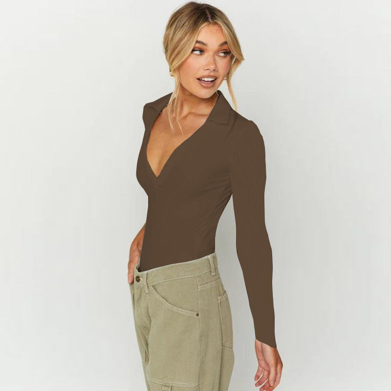 The Lolita Body Suit | Sexy Polo Collar Long Sleeve | One Piece Undercoat