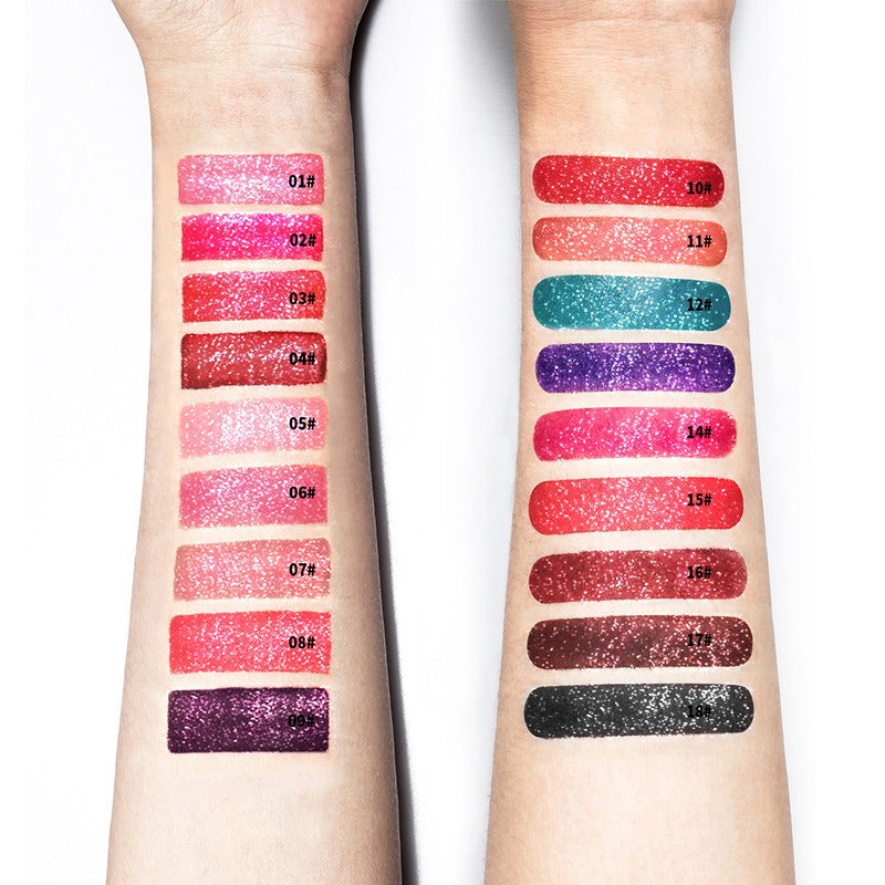 Lucky Lucy Lips | 18 Colors Shiny Lip Gloss for Women Long Lasting Matte Glitter Liquid Lipstick Diamond Shiny Lip Gloss Waterproof Lip Makeup