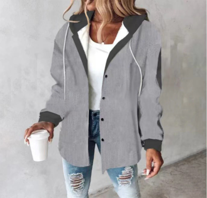 Wilhelmina Women’s Plaid Cropped Jacket with Hood – Autumn and Winter Button-Up Loose Fit Imitation Wool Coat, Streetwear Casual Outerwear | Women's large plaid style women's jacket plaid autumn and winter new style | Country Women’s Shirt