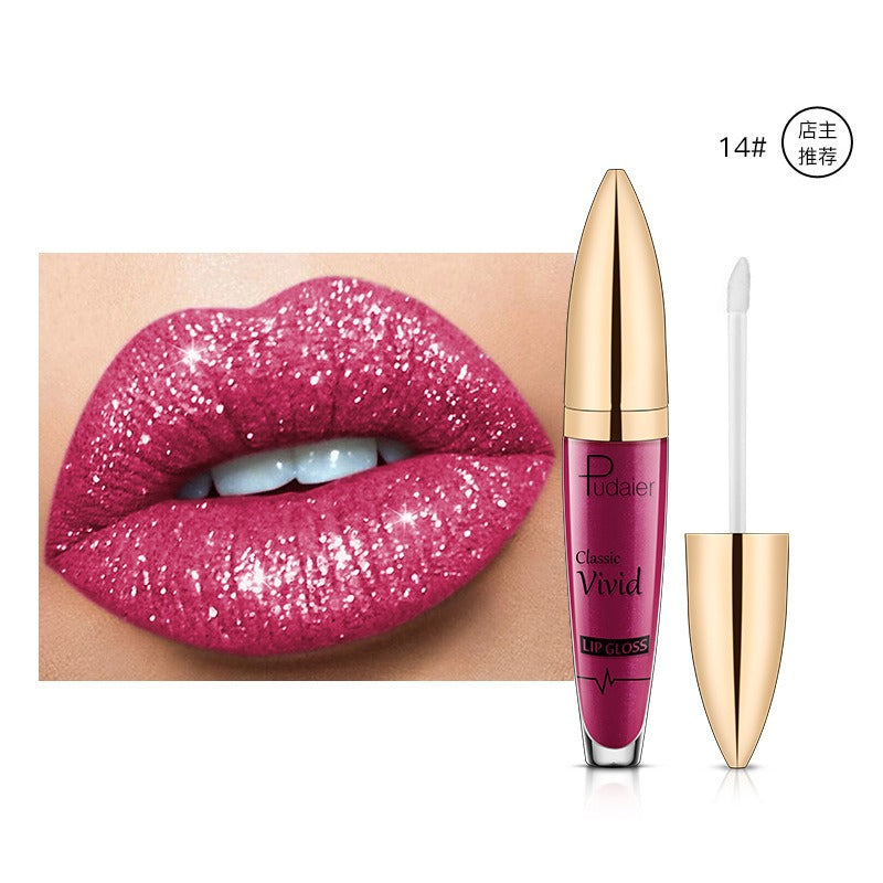 Lucky Lucy Lips | 18 Colors Shiny Lip Gloss for Women Long Lasting Matte Glitter Liquid Lipstick Diamond Shiny Lip Gloss Waterproof Lip Makeup